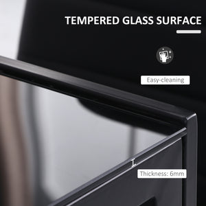 Rectangular kitchen table for 2 to 4 people with tempered glass top, black