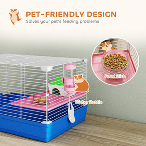Cage bleue à 2 niveaux pour petits hamsters et gerbilles