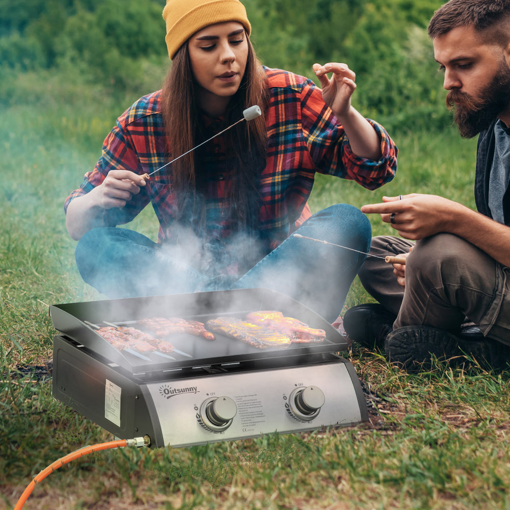 Barbecue à gaz à 2 brûleurs, argent