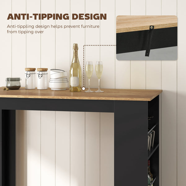 Modern Bar Table, Counter Height Dining Table with 3 Storage Shelves for Kitchen, Dining Room, Living Room, Walnut