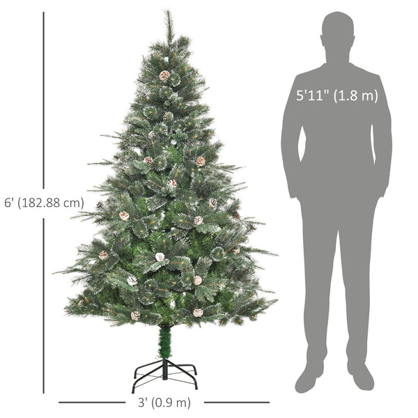 Sapin de Noël artificiel de 6 pieds avec ouverture automatique et pomme de pin