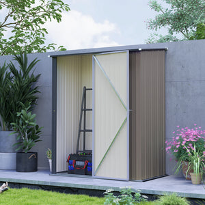 Steel garden shed with a simple lockable door