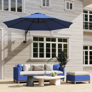 Parasol mural 9,6 x 9,6 pi avec manivelle, bleu foncé
