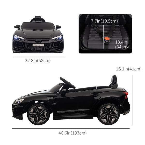 Voiture électrique pour enfants, 12 V, 5 km/h, avec suspension, klaxon, noire