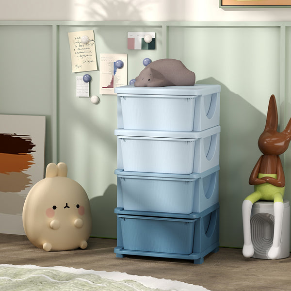 Organiseur à 4 niveaux avec 4 tiroirs en plastique, bleu