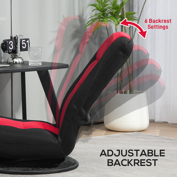 Chaise de sol pliante pivotante à 360 degrés, réglable sur 6 positions, rouge