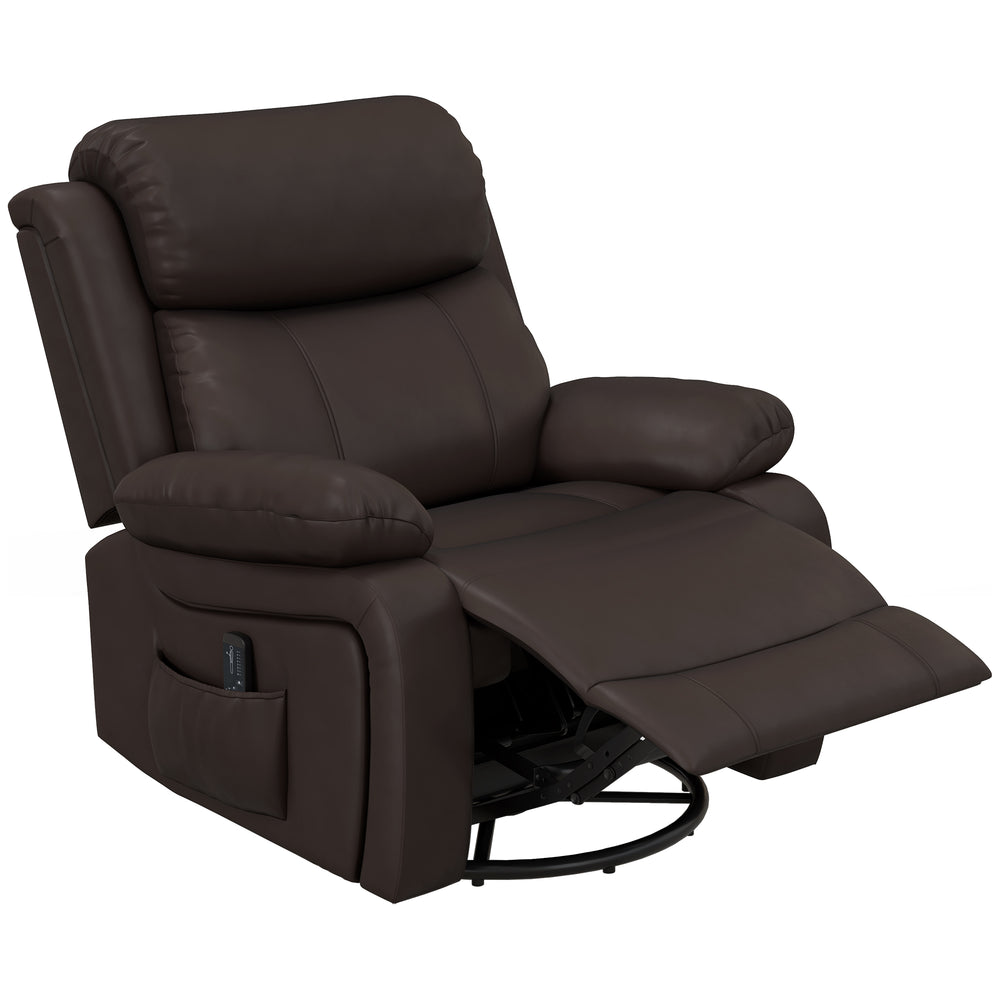 Fauteuil inclinable en similicuir avec massage par vibrations, marron