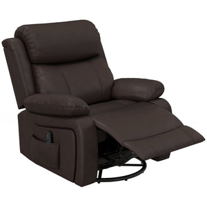 Fauteuil inclinable en similicuir avec massage par vibrations, marron