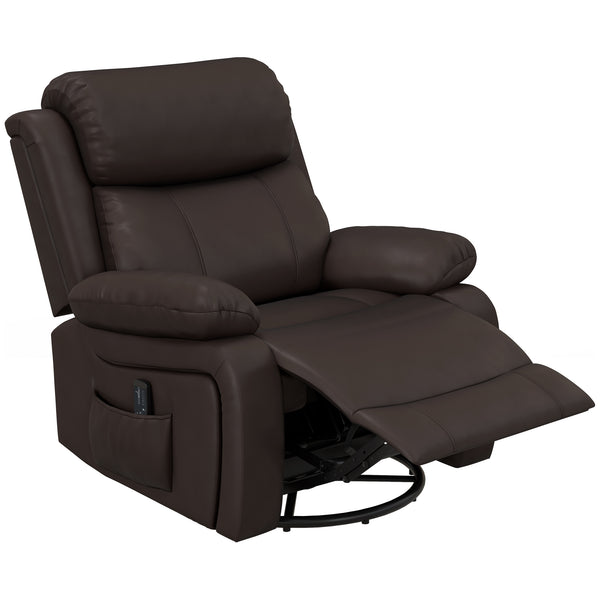 Fauteuil inclinable en similicuir avec massage par vibrations, marron