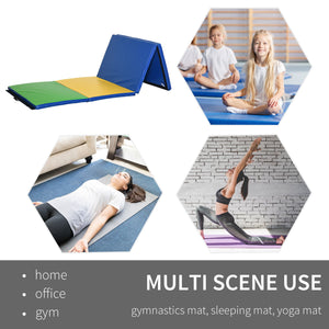 Tapis de gymnastique pliable 4'x10'x2'', avec poignées de transport, multicolore
