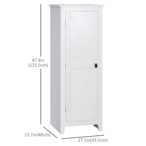 Meuble de rangement avec porte de grange et étagères réglables, blanc