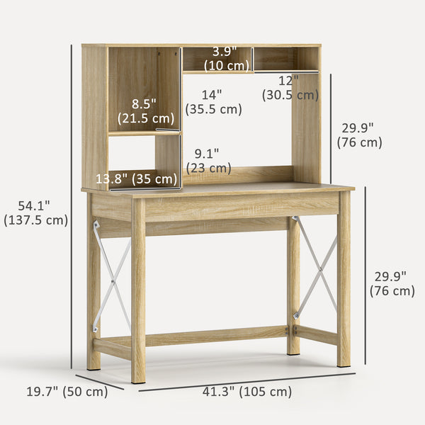 Bureau d'ordinateur avec avec rangement pour écrire, travailler, poste de travail, chêne