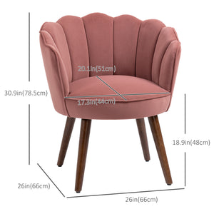 Fauteuil avec tissu velours et pieds en bois, rose