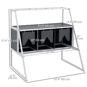 3 Compartments Nesting Boxes for Chickens with Privacy Curtains, Standing Perches, Up to 6-12 Hens