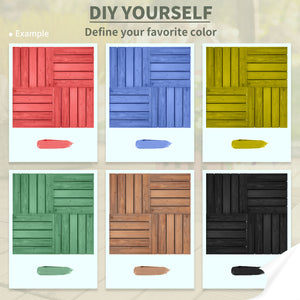 Lot de 27 dalles de terrasse emboîtables en bois, marron