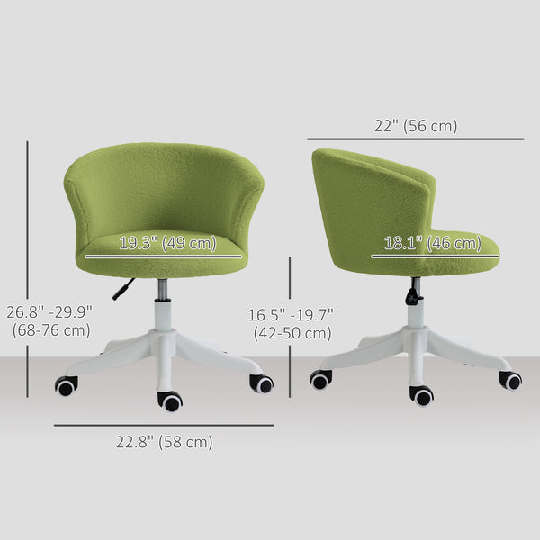 Soft armless office chair with adjustable height, light green