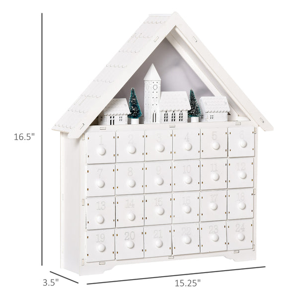 24-day white Christmas Advent calendar with lights