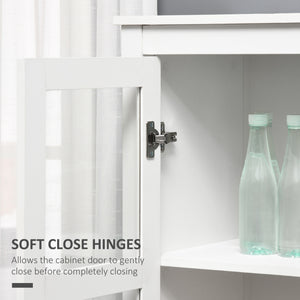 Meuble de rangement avec étagères à 3 niveaux, 2 tiroirs et portes vitrées, blanc