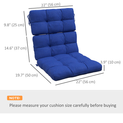 Ensemble de 2 coussins de chaise de patio extérieur avec attaches, capitonnés, bleu marine