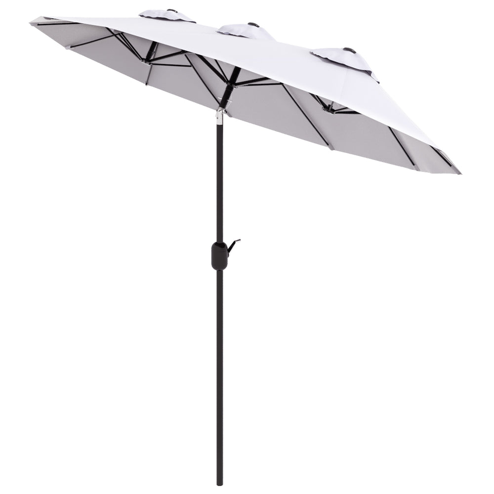 Parasol double face de 9,7 pi avec inclinaison, manivelle et aérations, blanc crème