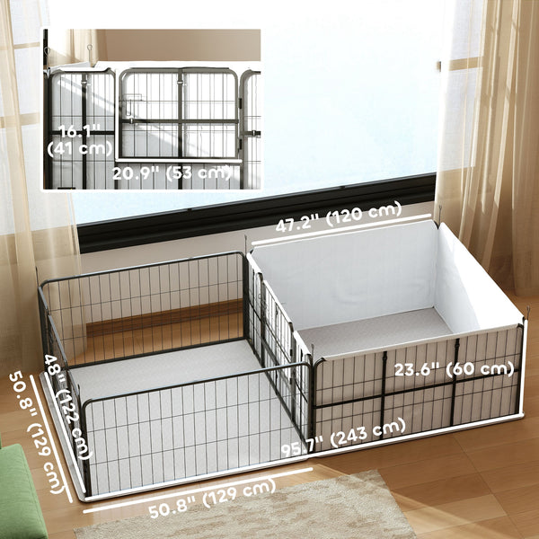 Caisse de mise bas à 7 panneaux avec tapis absorbants lavables