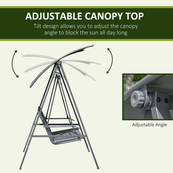 Balançoire 2 places avec auvent réglable, grise