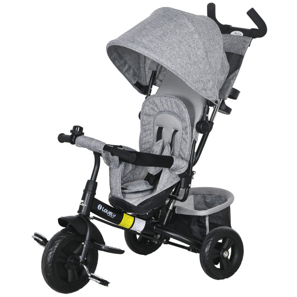 Tricycle 6 en 1 avec poignée parentale, gris