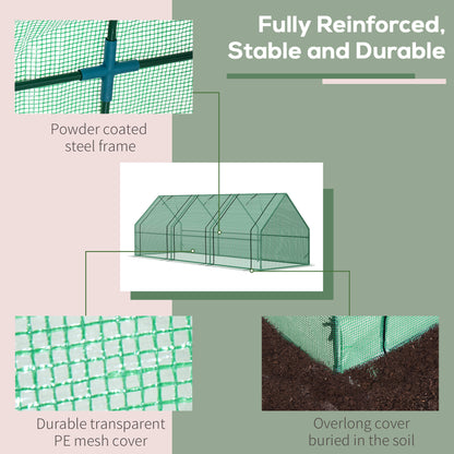 Outsunny 9' x 3' x 3' Portable Mini Tunnel Greenhouse for Growing Plants and Flowers, with Zippered Roll-Up Doors and Polyethylene Cover, Green