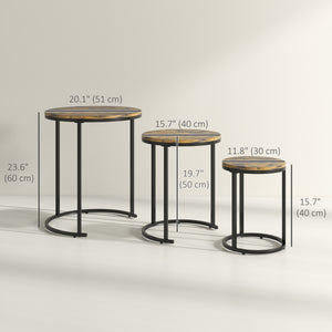 Lot de 3 tables basses gigognes, marron rustique