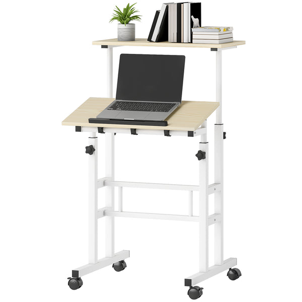 Height and tilt adjustable sit-stand desk