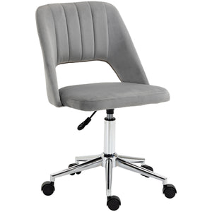 Grey velvet mid-back office chair
