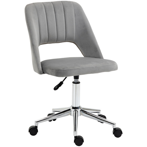 Grey velvet mid-back office chair