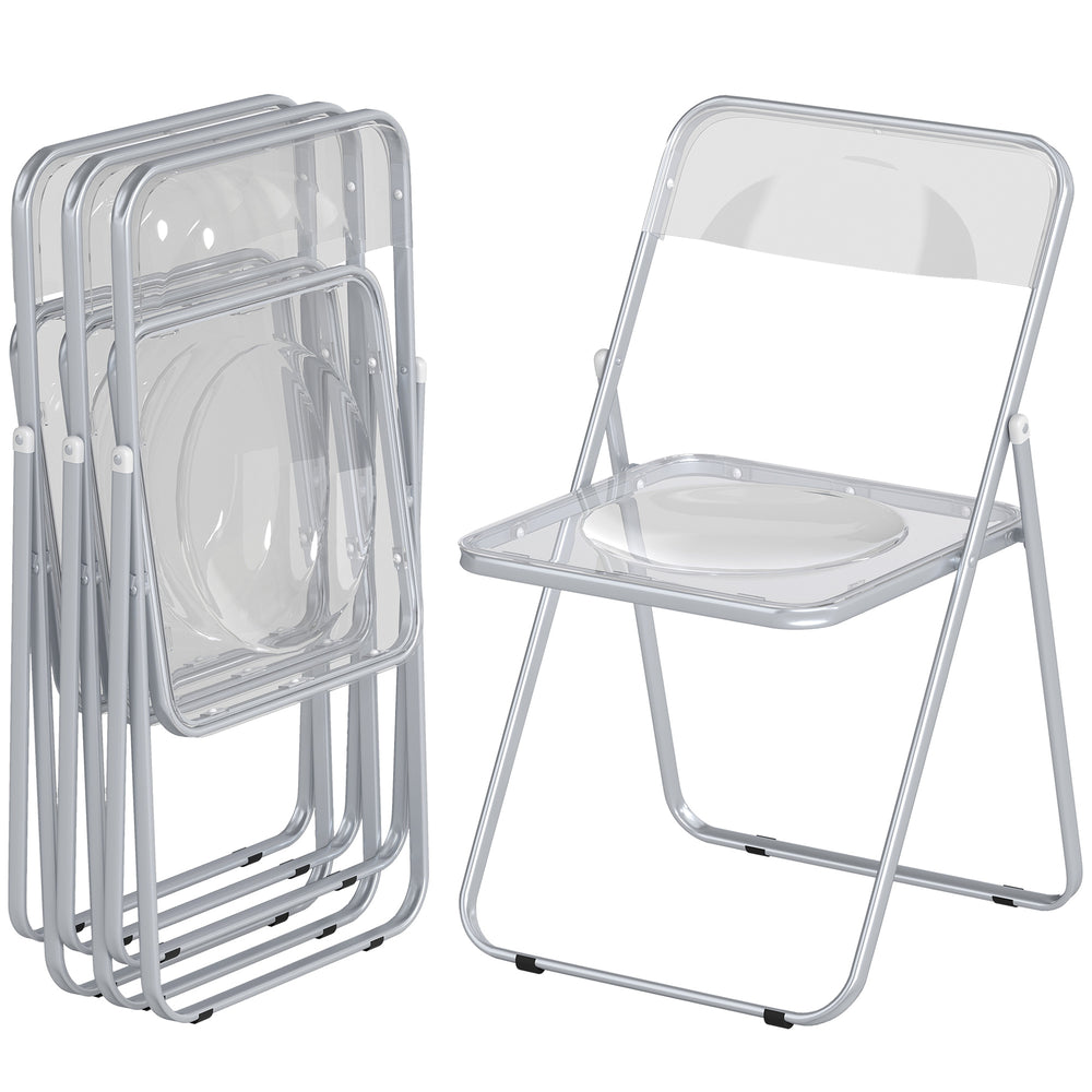 Set of 4 transparent acrylic folding chairs