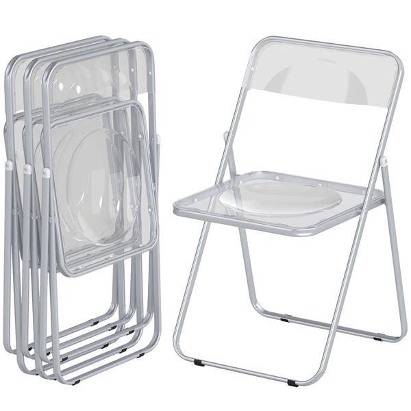 Lot de 4 chaises pliantes transparentes en acrylique