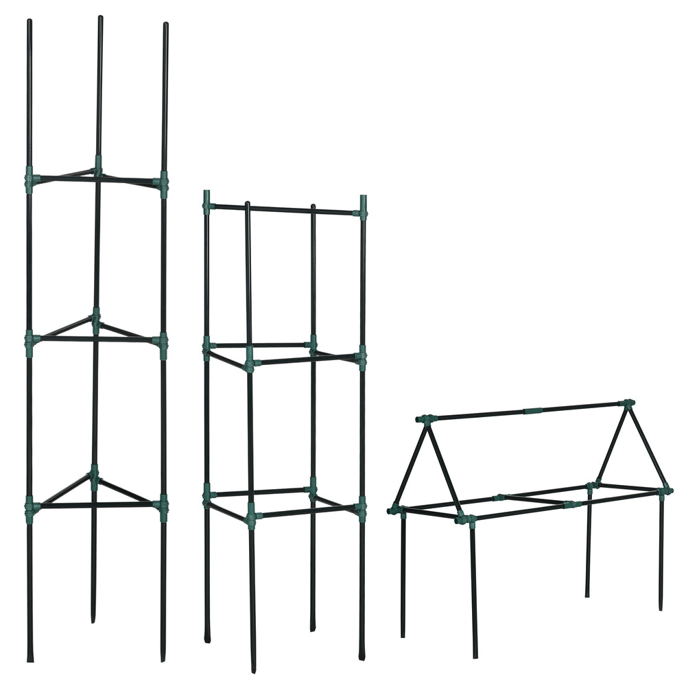 Lot de 3 support pour plants de tomates de 183 cm, pour légumes, fleurs et fruits grimpants, vert foncé