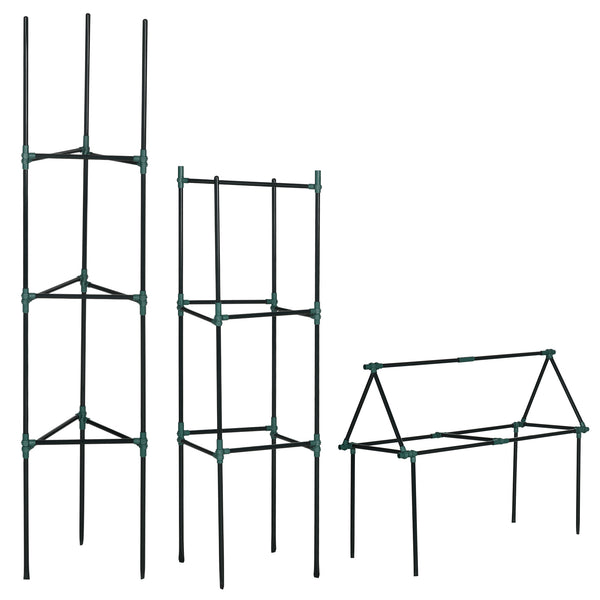 Lot de 3 support pour plants de tomates de 183 cm, pour légumes, fleurs et fruits grimpants, vert foncé