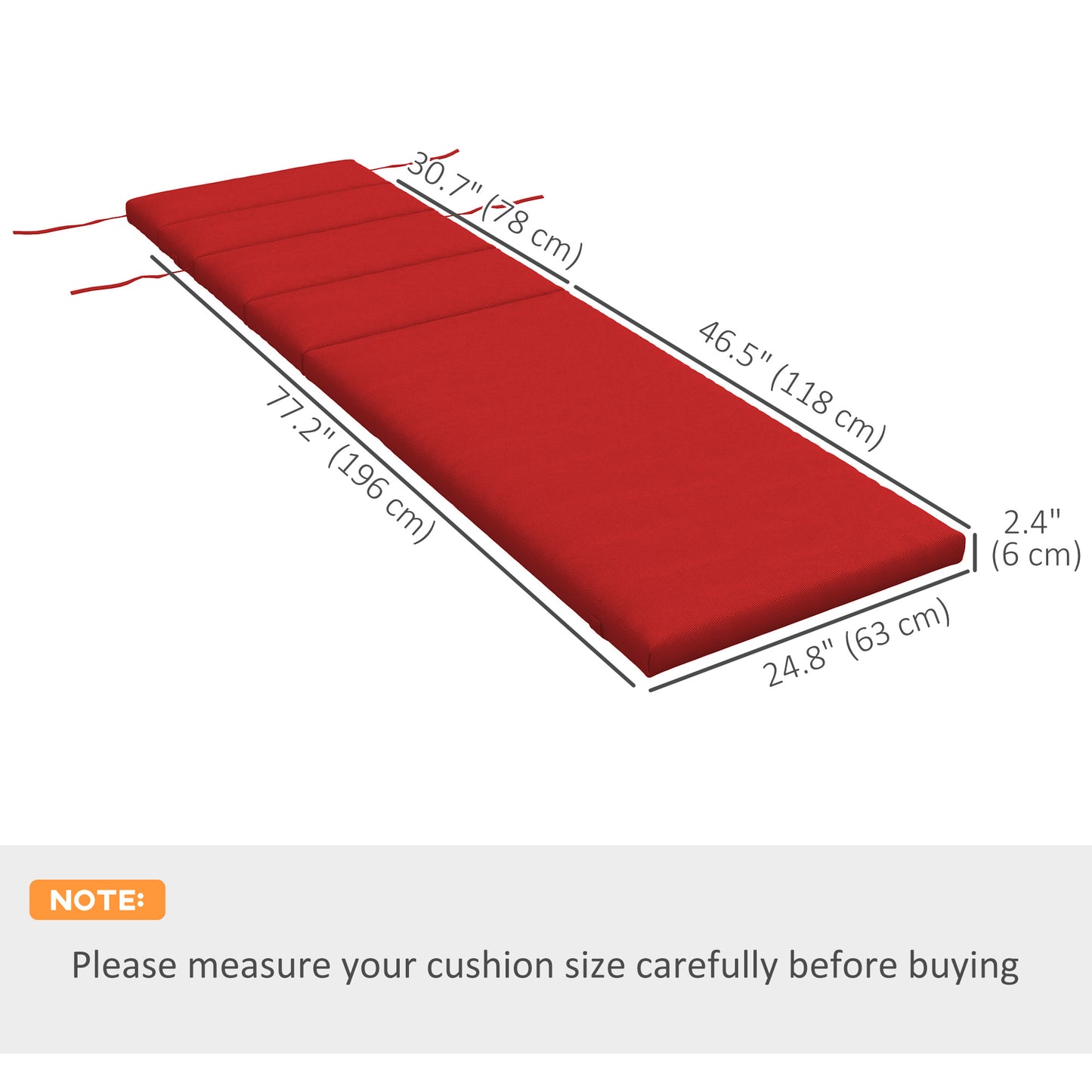 Coussin de rechange pour chaise longue avec appui-tête et attaches, rouge vin