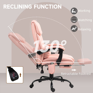Fauteuil de massage vibrant à 6 points avec repose-pieds rétractable, rose