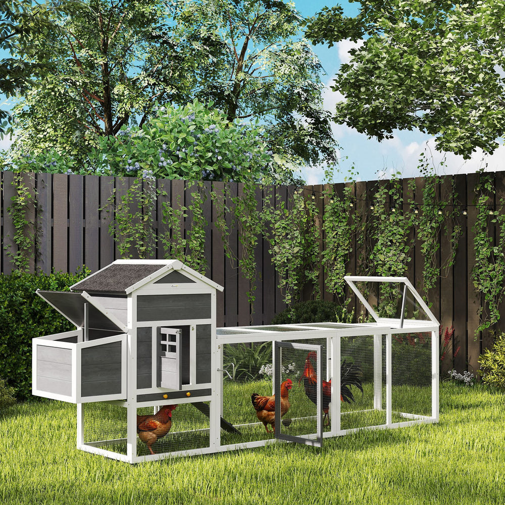 Extra large chicken coop with asphalt roof, grey