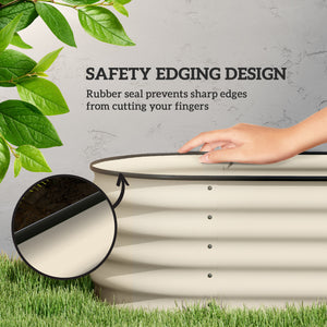 Jardinière surélevée en acier galvanisé avec bordure de sécurité, blanc crème