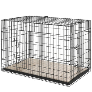Cage pour chien 41" avec 2 portes, cage pliable en métal avec coussin moelleux, noire