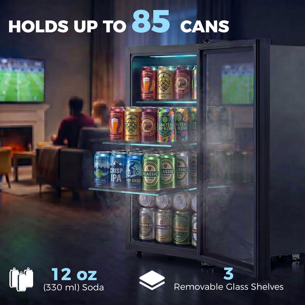 Réfrigérateur à boissons 2,1 pi³, 85 canettes, noir