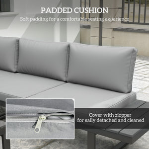 Ensemble de mobilier de jardin 4 pièces, canapé d'angle inclinable 5 positions, gris