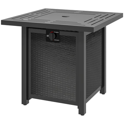Outsunny Square Smokeless Gas Fire Pit with Lid Black