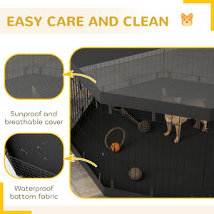 Parc pliable pour chien à 8 panneaux avec tapis de sol