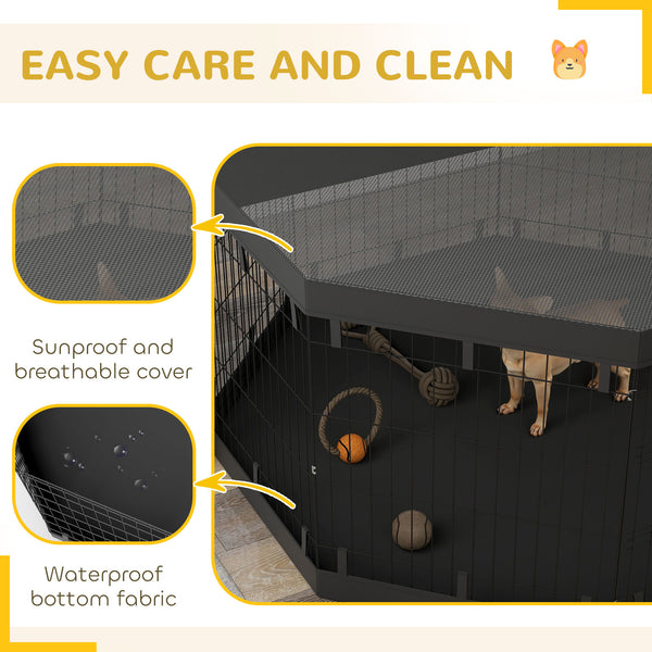 Parc pliable pour chien à 8 panneaux avec tapis de sol