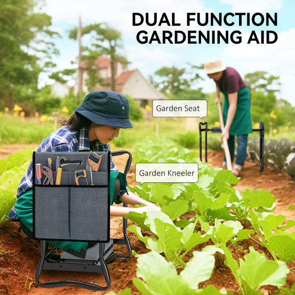 Banc et repose-genoux de jardin pliable avec assise en mousse