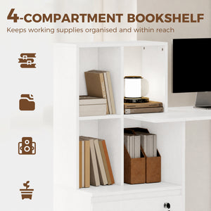 Bureau d’ordinateur avec bibliothèque, tiroir verrouillable et rangement pour dossiers