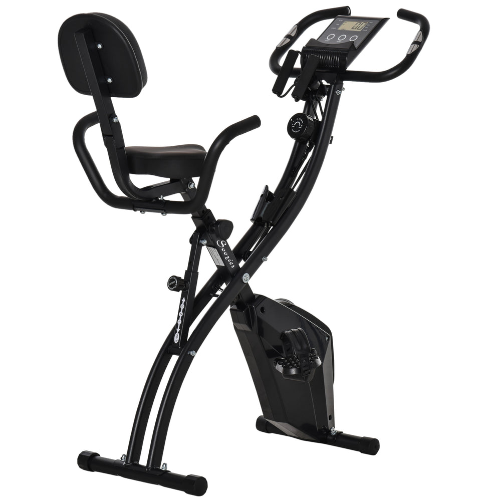 Vélo d'appartement pliable 3 en 1 avec résistance magnétique à 8 niveaux, siège réglable, noir