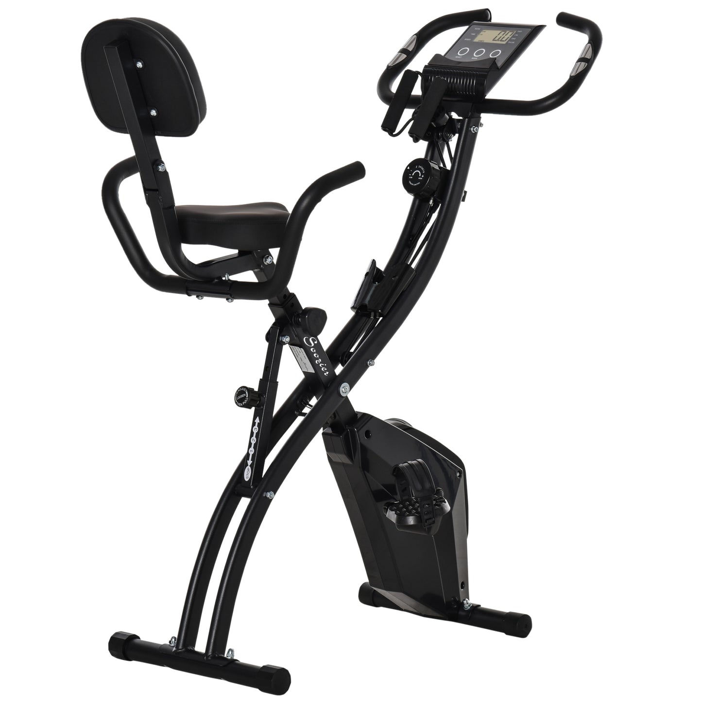 3-in-1 Folding Exercise Bike with 8-Level Magnetic Resistance, Adjustable Seat, Black
